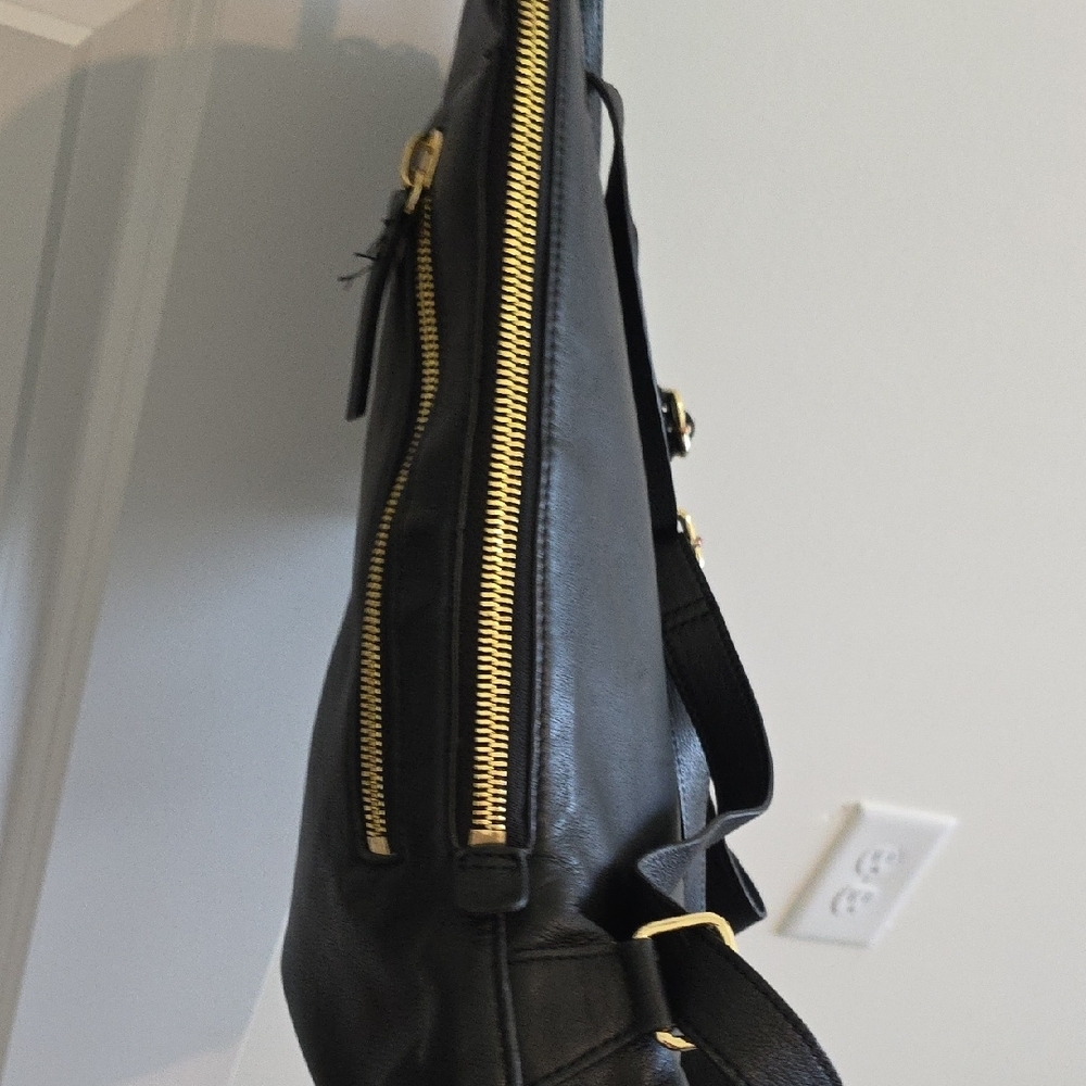 Margot Black Leather Laptop Backpack - Picture 9 of 16